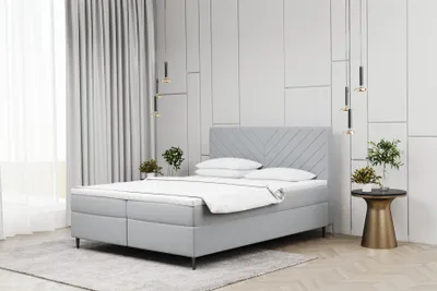 Produktbild von Boxspringbett Schlafzimmerbett BONITA 120x200cm in Stoff Matt Velvet Hellgrau