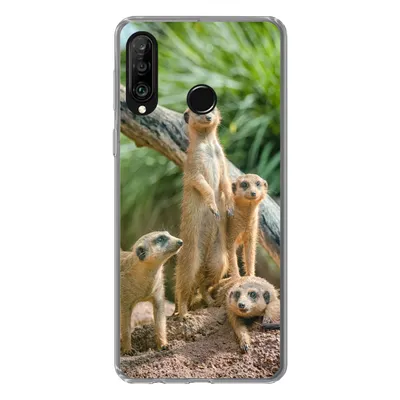 Produktbild von MuchoWow® Handyhülle Schutzhülle Hülle für Huawei P30 Lite Erdmännchen - Familie - Tiere Silikon Softcase Handy Hülle - Handyhülle