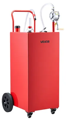 Obrázok produktu pre VEVOR, 189,3-litrový mobilný vozík na palivo s manuálnou pumpou, červený, z uhlíkovej ocele, s 4 kolieskami a 3-metrovou PVC hadicou, maximálny prietok 17,8 l/min, vhodný pre benzín a naftu, ideálny pre automobily, kosačky, lode