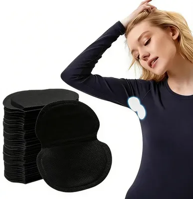 Produktbild von Antitranspirant-Achselpads – 100 Stück – Schweißhemmende Achselpads – Schweißfleckenverhinderung – Hypoallergene Baumwolle – Achselschutz – Schwarz