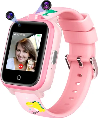 Image de montre intelligente 4G pour enfants avec appel vidéo, montre intelligente pour enfants avec GPS, montre intelligente pour enfants appelant SOS mode école jeux réveil, cadeaux pour filles garçons,Rose