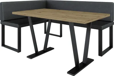 Produktbild von Eckbank AKIKO METAL mit Tisch 168x128 links - Eckbankgruppe f r Ihrem Esszimmer, K che modern, Sitzecke, Essecke. Perfekt f r K che, B ro und Rezeption