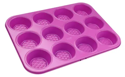 Produktbild von Tasty 12er Muffinform, Pinke Backform mit Diamantstruktur für Muffins & Cupcakes