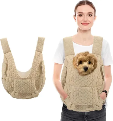 Produktbild von Atmungsaktive Hundetragerucksack, Verstellbar Haustiertasche, Tragbar Tiertransporttasche, Khaki