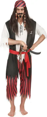 A man dressed in a pirate costume.