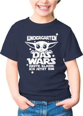 Produktbild von Kinder T-Shirt Mädchen Kindergarten Das Wars erste Klasse ich jetzt bin Geschenk zur Einschulung Schulanfang Moonworks® navy 122-128 (7-8 Jahre)