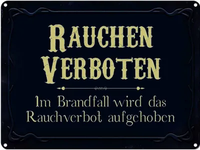 Produktbild von vianmo Blechschild 30x40 cm Rauchen verboten Im Brandfall Spruch Zitat