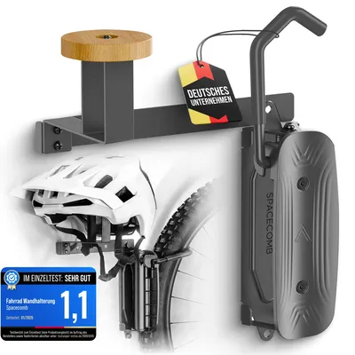 Fahrrad-Wandhalterung, drehbar, mit Helmhalter, bis 30 kg