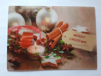 Produktbild von 3 D Ansichtskarte Merry Christmas, Postkarte Wackelkarte Hologrammkarte Weihnachten Zimtplätzchen