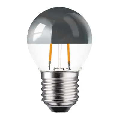 Produktbild von LED Filament Tropfen Leuchtmittel 2W = 25W E27 Kopfspiegel Silber Glühfaden extra Warmweiß 2200K