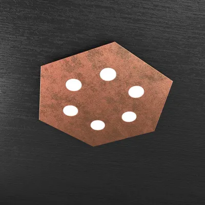 Image de Plafonnier hexagonal moderne Hexagone Métal Feuille de Cuivre 6 Luminaires Led 12X6W