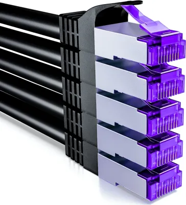 Produktbild von deleyCON 5x 1m CAT7 Netzwerkkabel - 10 Gigabit - RJ45 Patchkabel Ethernet Kabel (Kupfer, SFTP PiMF Schirmung) - LAN DSL Switch Modem Router Patchpanel CAT7 CAT6 CAT5 - Schwarz