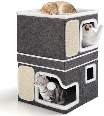 Productafbeelding van 3-laags Kattenhol - Opvouwbaar Kattenhuis voor Grote Katten