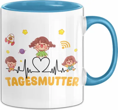 Produktbild von Tagesmutter Geschenk Tasse Beste Tagesmutter Abschied Kaffee-Becher (Blau)