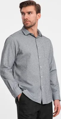 Zdjęcie produktu dla Ombre Clothing Koszulka męska z długim rękawem Laeroth szary melanż S