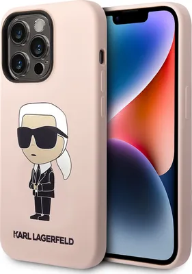 Image de Karl Lagerfeld Klhmp14Lsnikbcp Iphone 14 Pro 6.1 Hardcase Pink/Pink Silicone Ikonik Magsafe
