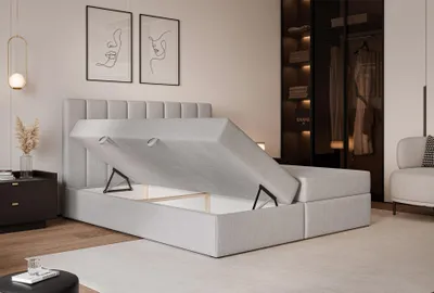 Image de Lit rembourré LEO 140 × 200 cm, lit double / lit pour adolescent, lit classique, lit avec coffre de rangement et surmatelas, coloris gris, Herbi 40