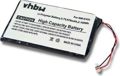 Produktbild von vhbw Akku kompatibel mit Sony SOK-NWZ-E435F(B) MP3-Player Musik Player (570 mAh, 3,7 V, Li-Polymer)