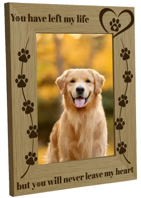 Gedenk-Fotorahmen Hund Pfotenabdruck Holz 16,8x21,8 cm