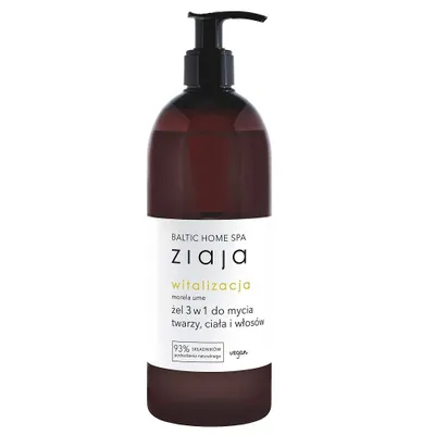 Zdjęcie produktu dla Ziaja Baltic Home Spa Witalizacja żel 3w1 do mycia twarzy ciała i włosów Morela Ume, 500ml