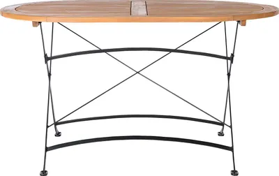 Produktbild von home24 Gartentisch Oval - Akazie Massiv / Stahl - Braun / Schwarz
