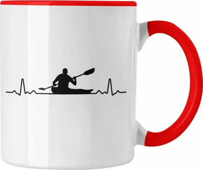 Produktbild von Trendation - Kajak Geschenk Tasse Mit Spruch Kajakfahrer Geschenkidee Kaffeetasse Kanu Padelboot (Rot)