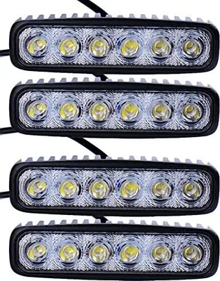 Produktbild von Greenmigo 4 Stück 18W LED Arbeitsscheinwerfer,12V 24V Zusatzscheinwerfer,Wasserdicht IP67 Scheinwerfer,Rückfahrscheinwerfer für Auto,Traktor,Offroad,PKW,KFZ