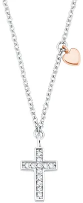 Produktbild von s.Oliver 2028451 Mädchen Collier Kreuz Silber 925 Bicolor Rose 40 cm