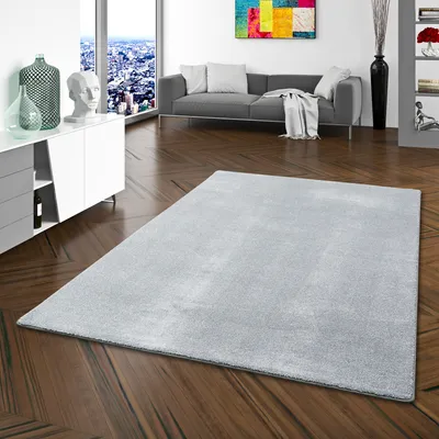 Produktbild von Hochflor Luxus Velours Teppich Touch Grau, Größe:400x500 cm