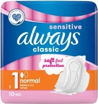 Obrázok produktu pre Always Classic Sensitive 10 hygienických vložiek s krídlami