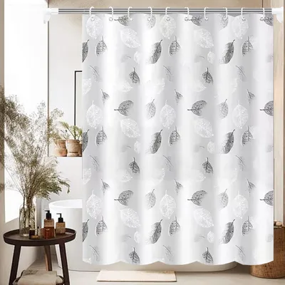 Produktbild von Grauer Duschvorhang 120 x 200 cm, waschbar, wasserdicht, schimmelresistent, inklusive Haken