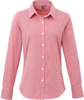 Produktbild von Premier Workwear Women´s Microcheck (Gingham) Long Sleeve Baumwolle Shirt