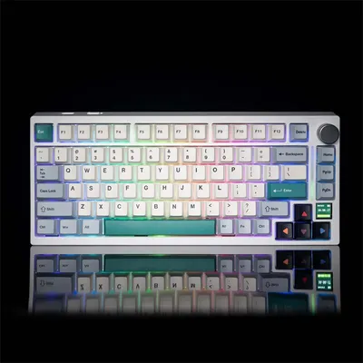 Zdjęcie produktu dla GAMAKAY TK75 SOCD – Mechaniczna klawiatura z wyświetlaczem LCD o przekątnej 2,2 cm, tryb działania Tri-Mode, podświetlenie ARGB, montaż typu "gasket", bateria o pojemności 8000 mAh, częstotliwość próbkowania 8K, układ klawiszy ISO-DE, przełączniki liniowe