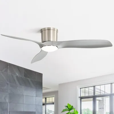 Produktbild von Sofucor Deckenventilator mit Beleuchtung und Fernbedienung, grau, 132 cm, 3 ABS-Flügel, Silber