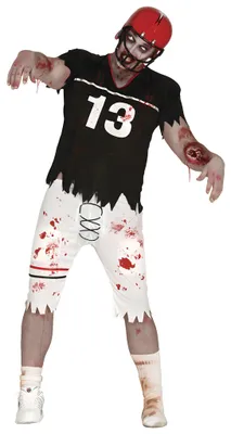 Immagine prodotto di Zombie Sport Champion Halloween Horror Costume Bloody Undead Scary Hero Team Ghost Dance Festive Clothing Red Helmet Captain, Taglia: 54 - 56 (XL) Colore: Nero