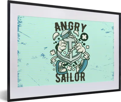 Produktbild von MuchoWow® MuchoWow® Gerahmtes Poster Anker - Boot - Vintage 60x40 cm - Poster mit zchwarzem Bilderrahmen - Schlafzimmer - Plakat in Rahmen - Drucken
