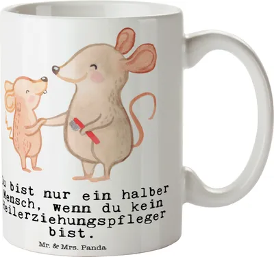 Produktbild von Mr. & Mrs. Panda Kaffeetasse Heilerziehungspfleger Herz - Weiß - Geschenk, Ausbildung, Kaffeebecher, Tasse, Spruch, Keramiktasse, Lustig, Teetasse, haferl