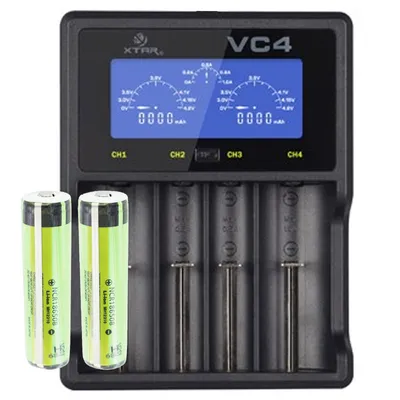 Image de Batterie Panasonic 18650 Li-Ion protégée 3,7 V, 3400 mAh 2 pièces et chargeur rapide LCD