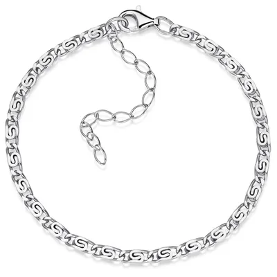 Produktbild von MATERIA S-Panzerkette Silber 925 diamantiert - 3mm Armband Damen Herren in 18-23cm verstellbar + Box #SA-26