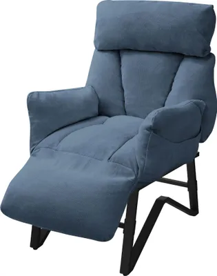 Zdjęcie produktu dla ML-Design fotel rozkładany niebieski fotel do salonu z lnianym pokrowcem regulowany fotel TV z podłokietnikami podnóżek kieszenie boczne fotel wypoczynkowy fotel tapicerowany