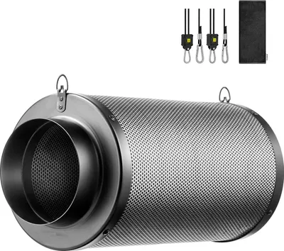 Produktbild von JUNG Aktivkohlefilter Abluft Growbox Aktivkohlefilter, Grow Box Zelt Filter, Zubehör für Gewächszelt, Pflanzenzucht, Cannabis Set Box  100 - 250 mm