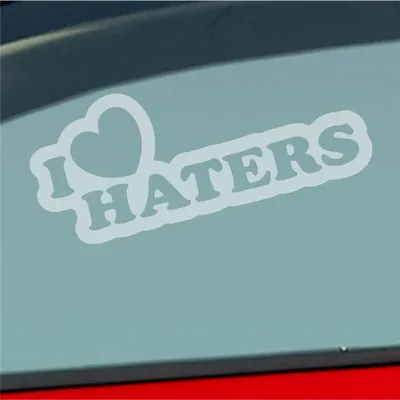 Produktbild von Auto Aufkleber I Love Haters Lustig Spruch 15x6 cm Milchglas Sticker Heckscheibenaufkleber