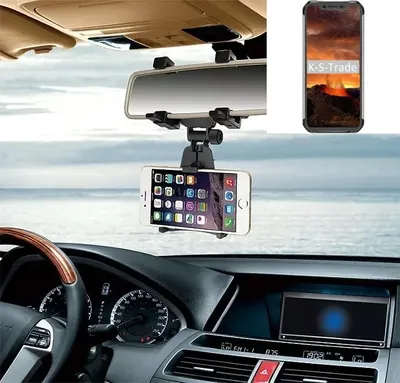 Produktbild von K-S-Trade Smartphone Halterung kompatibel mit Blackview BV9600E Rückspiegel Halterung schwarz Auto Halterung KFZ Halter