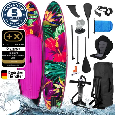 Produktbild von BRAST SUP Board Lady | Aufblasbares Stand up Paddle Set für Frauen | 300cm | inkl. Sonderzubehör | 2in1 Paddel Kajak-Sitz Action-Cam-Halterung Fußschlaufe Pumpe Rucksack | Tropic