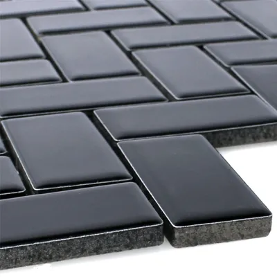 Produktbild von Mosaikfliesen Keramik Casillas Schwarz Matt