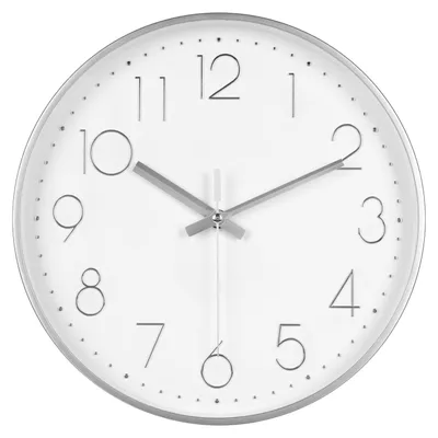Produktbild von IvoQ Moderne Wanduhr 30 cm - 3D-Wanduhr mit leisem Uhrwerk - Analog - Silber/Weiß
