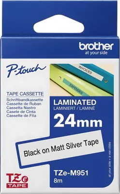 Produktbild von Brother Schriftbandkassette TZE-M951 silber/schwarz 24 mm