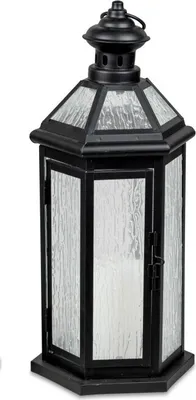 Produktbild von Dekorative Laterne 14x30cm klassisches Design aus lackiertem Eisen Metall schwarz Laterne