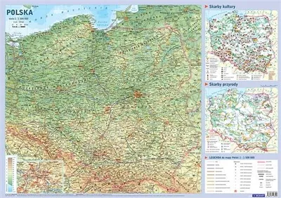 Productafbeelding van Polen, schaal 1:1.500.000. Dubbelzijdige wandkaart. Algemene geografische (fysieke) kaart / geschikt voor oefeningen. Demart