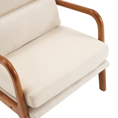 Produktbild von FCH Sessel Loungesessel, Loungesessel,Armlehnstuhl Armlehnensessel Polstersessel, Armlehne,mit Lendenkissen, Cremeweiß